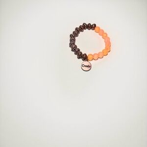 Orange and Brown Beaded Bracelet with 'Create' Charm